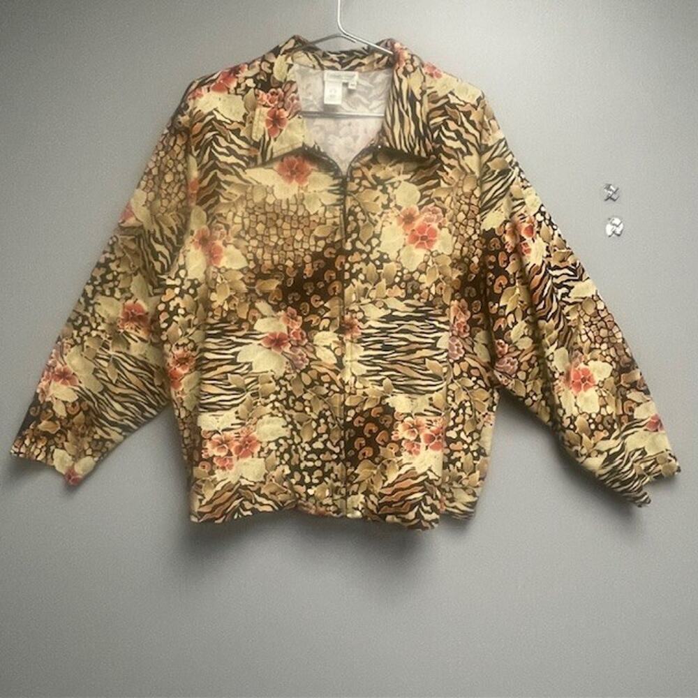 Coldwater Creek Animal Floral Print Front Zip Women's Jacket - Size 3X